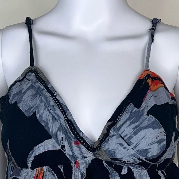 Patrons of Peace Blue & Orange Floral Crop Cami - Picture 2 of 11